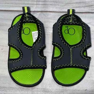 (4) OP Boys Toddler Sandals Neoprene Black Neon Green Slip On Style Waterproof - Picture 1 of 5