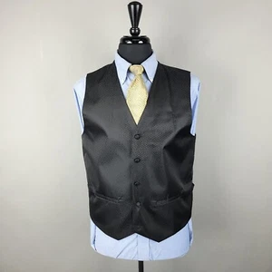 Perry Ellis Suit Vest Mens Medium Black Jacquard 5 Button Waistcoat Tux Formal - Picture 1 of 9