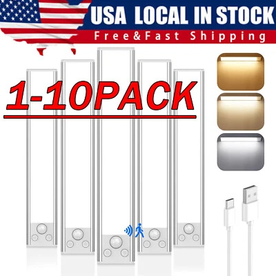 LED Motion Sensor Under Cabinet Closet Light USB Rechargeable Kitchen Lamp Strip - Image 1 of 4