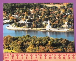 Picturesque Aerial View of Mahone Bay Waterfront with Churches NS South Shore - Foto 1 di 2