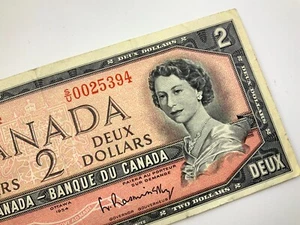 1954 Canada 2 Dollars Circulated Banknote SU Prefix Beattie Rasminsky GG305 - Picture 1 of 11