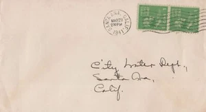 ZAYIX US Cover 1941 Santa Ana Calif 1c Prexie pair Machine cancel 0324M0024 - Picture 1 of 4