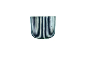 Maine and Crawford Jade Stripe 17x15cm Concrete Pot Home/Garden Decor BLU/WHT - Picture 1 of 1