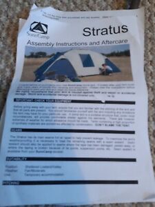 sunncamp stratus Tent Instructions and Aftercare ,no Tent  Only Instructions 
