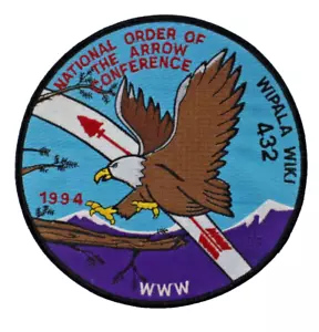 Order of the Arrow Lodge #432 Wipala Wiki 1994 NOAC 6" Embroidered Jacket Patch - Picture 1 of 6