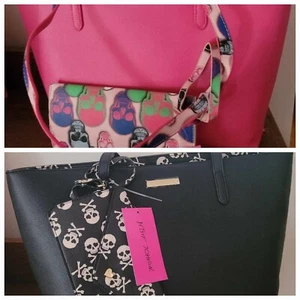 Betsey Johnson Tote bags With skull print wallets NEW 2x - Picture 1 of 7
