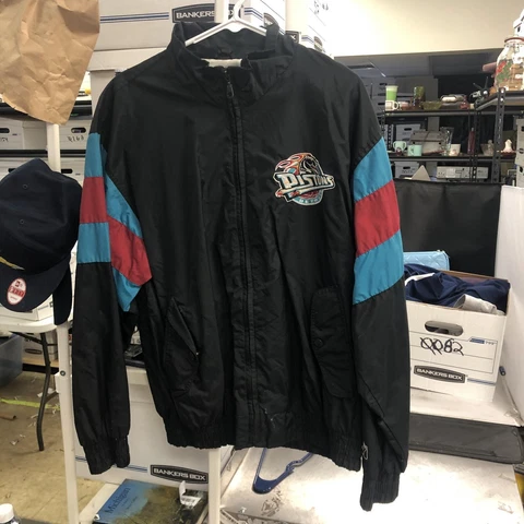 Vintage Detroit Pistons Logo 7 Jacket Mens Medium Colorblock Cover