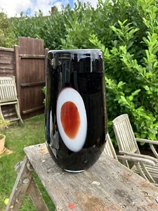Vintage Murano Black & White & Red Art Glass Hand Blown Glass Vase 1970-80s’ - Picture 1 of 9