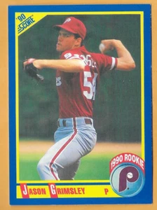 JASON GRIMSLEY PHILADELPHIA PHILLIES ROOKIE #649 - SCORE NM-MT 1990 - Picture 1 of 2