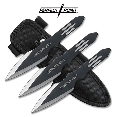 Perfect Point Set of 3 Black Thunder Bolt Throwing Knives - RC-595-3 - image 1 of 3
