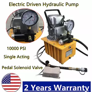 Electric Hydraulic Pump Solenoid Single Acting 10K PSI for Hydraulic Equipments - Picture 1 of 11