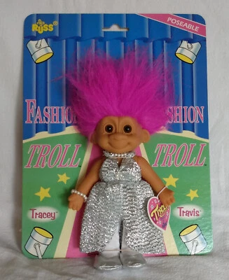 Muñeca Troll RUSS 7" Posable TRACEY en Vestido Plateado - Nueva en Tarjeta Foto 1 de 4
