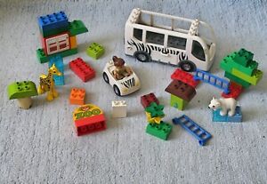 LEGO DUPLO ZOO & SAFARI PIECES INCLUDING BUS JEEP AND ANIMALS