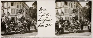 Nice Bataille de Fleurs.Char.Vue stereo verre 45x107mm.Glass stereo.Mar.1908.1 - Imagen 1 de 1