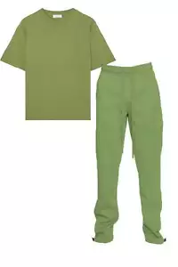 Green Tshirt Ankle Toggle Sweatpants Set - Picture 1 of 7