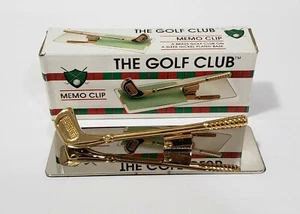 Vintage Brass Golf Club Memo Holder / Paper Clip / Paperweight / Desk Accessory - Picture 1 of 10