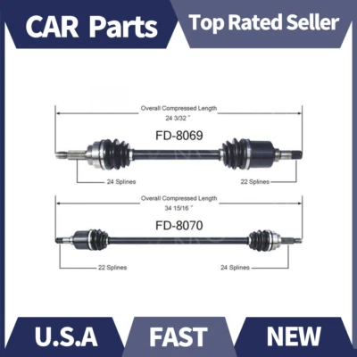 For Ford Festiva FWD 88-93 Pair Front CV Axle Shaft SurTrack Set Stdrd Trans_HL - Image 1 of 4