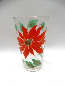 Vintage 50's Hazel Atlas Poinsettia Holiday Drinking Glasses Red Green EUC - Picture 1 of 10