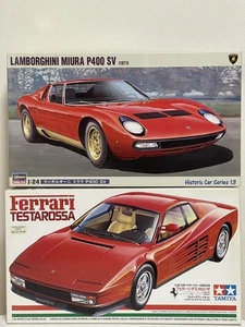Hasegawa 1/24 Lamborghini Miura P400 SV & Ferrari Testarossa Model Kit Rare - Picture 1 of 15