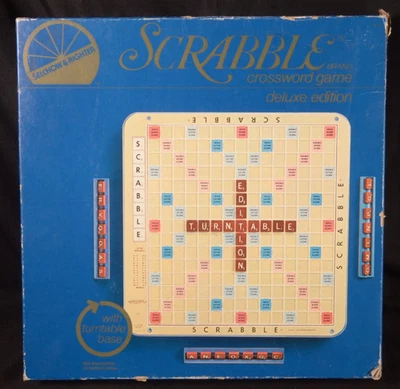 Scrabble Deluxe Edition Turntable Complete Selchow & Righter USA 1977 Vtg Blue - Image 1 of 4