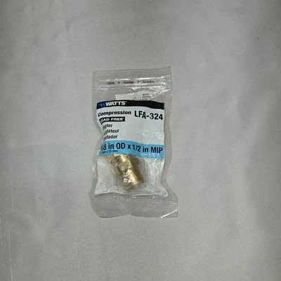 Conector de compresión sin plomo de vatios LFA-324 nuevo con etiquetas latón 5/8" OD X 1/2" en paquete Foto 1 de 3