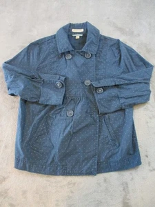 Aeropostale Peacoat Womens Large Blue Polka Dot Canvas Chore Pea Coat Jacket - Picture 1 of 18