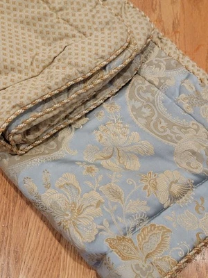 Juego de 2 fundas de almohada Croscill King azul dorado king trenzadas cordones dorados cachemira Foto 1 de 4