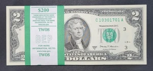 GEBURTSTAG DATUM SCHEINE AUSGEFALLENE SERIENNUMMER 2 ZWEI $ DOLLAR SCHEIN SERIE C 10301701 A - Bild 1 von 11