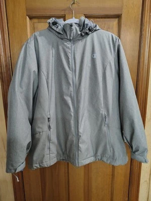 Champion Performance Mens 3 In 1 Jacket Gray Waist Length Hooded Pocket Zip 1XL - Image 1 of 4