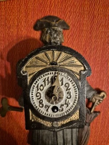 Antike Figur mit Uhr 19. Jhd. Dépose Verlag Zimmermann Hanau Gusseisenfabrik - Bild 1 von 14