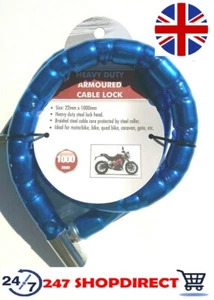 Motorrad Bike Schlangenschloss Roadster Schwerlast Fahrrad 22 x 1000 mm 2 Schlüssel blau - Bild 1 von 6