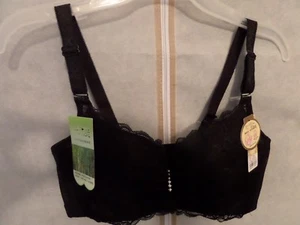 Neu Spitze/Baumwolle Büstenhalter Bügel gepolstert Push Up BH Übergröße 36D - Schwarz - Bild 1 von 4
