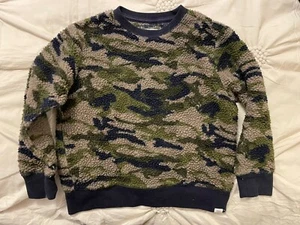 GAP KIDS Camo Sherpa S Fleece Crew Neck Sweatshirt Jacket Sweater Boys - Picture 1 of 3