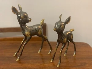 Art Deco Bronze Deer Mother and Bambi Rare Vintage Figures - Picture 1 of 13