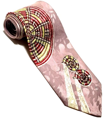 Gravata surreal vintage Nuway dourada espiral art déco gravata caracol concha 52x3,5" - Imagem 1 de 4