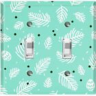 Metal Light Switch Cover Wall Plate Festive Leaves Teal Pattern XMS005