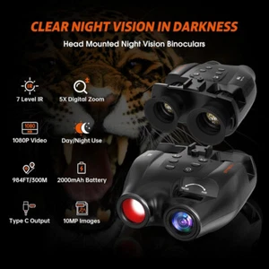 HD Night Vision Goggles 850nm Infrared Night Vision Binoculars 5XZoom Head Strap - Picture 1 of 22