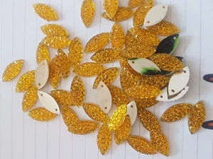 GOLD sparkle sew on stich on JEWEL 20mm GEM CRYSTAL RHINESTONE trim Bead - Picture 1 of 2