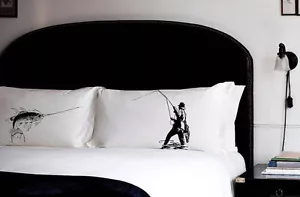 Pescador vs. Funda de almohada de pescado almohada de lucha funda de almohada desaparecida pesca con mosca ropa de cama - Imagen 1 de 2