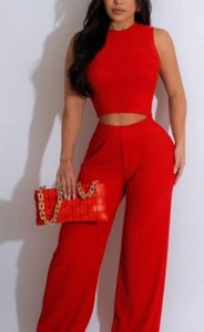 Women’s Two-Piece Outfit Set Crop Top and Wide Pants. Size Medium - Picture 1 of 2