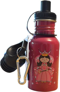 Pink Princess Sports Water Bottle Stainless Steel Carabiner BPA Free Girls Kids - Picture 1 of 2