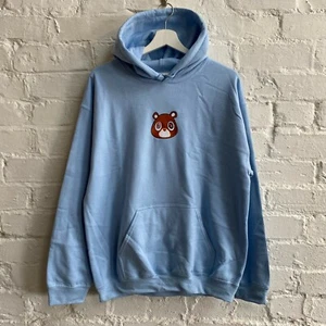 Actual Fact New Dropout Bear Embroidered Sky Blue Hooded Sweatshirt Hoodie Top - Picture 1 of 3