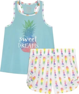 Sleep On It Big Girls Tank Top and Shorts Pajama Set, 2 Piece Aqua - Picture 1 of 4