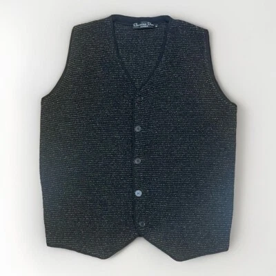 Vintage 80s 90s Christian Dior Rare Mens Knitted Waistcoat Tank Top Rare Size L - Image 1 of 4