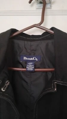 Denim & Co Denim Coat Long Women's Size Large Black Jean Jacket 90s Y2K VTG - Image 1 of 4