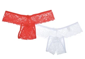 Angelina Lace Crotchless Thongs Size Small - Picture 1 of 7