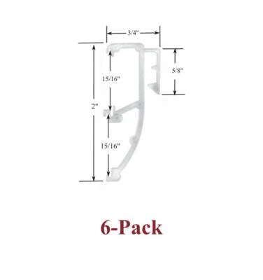 1" Double Slat CLEAR VALANCE CLIPS for Horizontal Wood or Mini Blinds (6-Pack) - Image 1 of 2