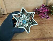 Vintage STAR Design Kutahya Ceramic handmade plate, Turkish Tile dish for nuts