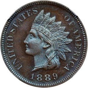 Indian Head Cent 1889 NGC Proof-66 Brown!!! Stunning Vibrant Violette Toning! - Picture 1 of 6