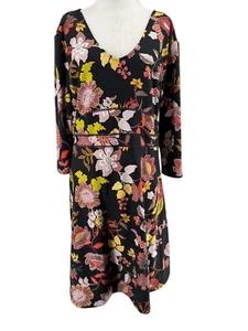 Title Nine Women's Branwen Black Floral 3/4 Sleeve Dream Dress Size XL - Picture 1 of 5